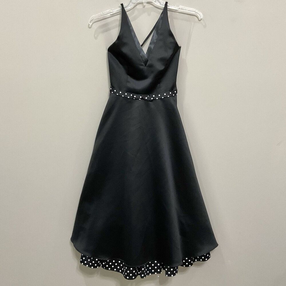 Jessica McClintock Gunne Sax Black Vintage Gown Party Dress Sz 1 Satin